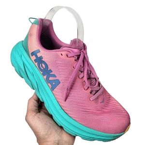 Hoka Women's Fuchsia and Aqua Rincon 3 Shoe Sneakers 8.5B